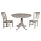 International Concepts Round 42 in Round Top Pedestal Table with 2 Chairs, Washed Gray Taupe, 42 in W, 42 in L, 29.5 in H K09-42DPT-C10-2 - alternate 1